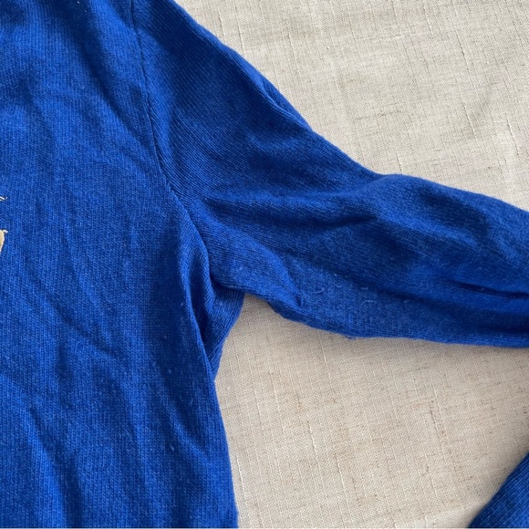 Ralph Lauren Sport Blue Merino Wool Blend V-Neck Sweater - Picture 3 of 4